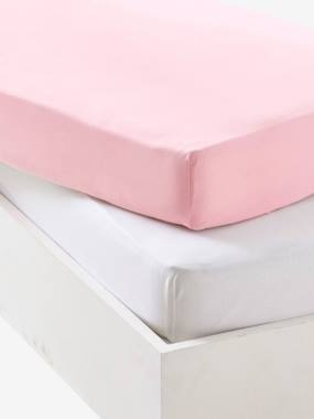 Bio-Kollektion: 2er-Pack Babyspannbettlaken zartrosa+weiss