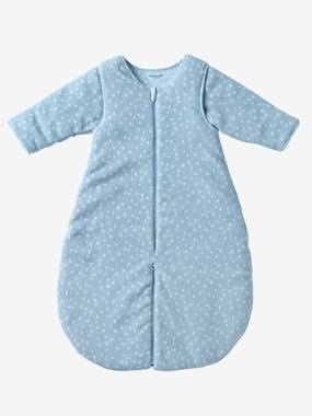 2-in-1-Schlafsack/Overall für Babys, Mikrofaser blau/dreiecke