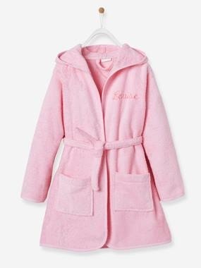 Kinder Kapuzen-Bademantel, bestickbar rosa