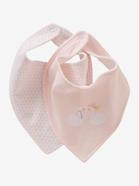 2er-Pack Baby Lätzchen, Dreieckstuch pack rosa/schwan