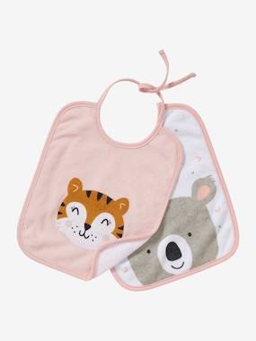 2er-Pack Lätzchen ,,Z'animo mit Bändern rosa/weiss