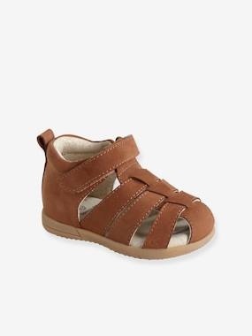 Lauflern-Sandalen für Baby Jungen, Leder braun