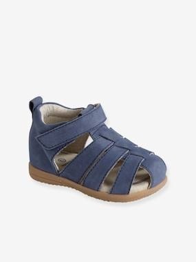 Lauflern-Sandalen für Baby Jungen, Leder marine
