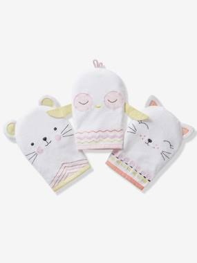3er-Pack Waschhandschuhe Tiere weiss/tiere
