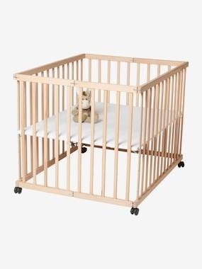 Baby-Laufgitter aus Holz, klappbar natur
