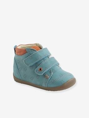 Jungen-Lauflernboots aus Leder, Klettriegel petrol