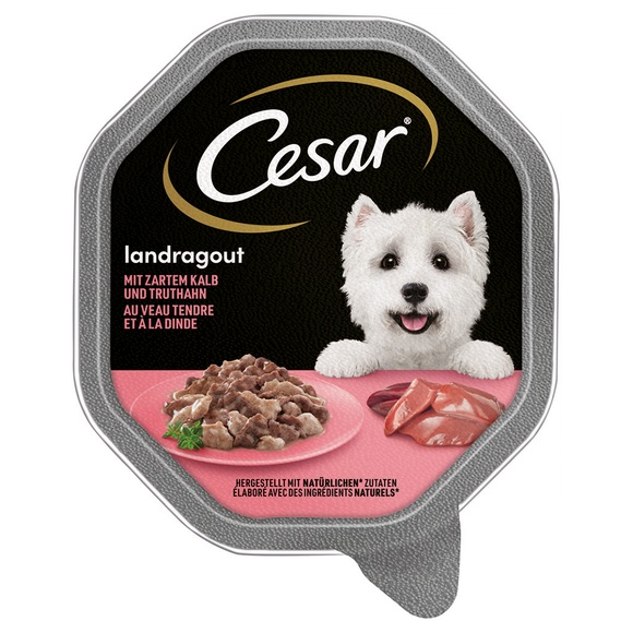 Megapack Cesar Schale 28 x 150 g - Landküche Mini Filets mit Kalb und Truthahn in köstlicher Sauce