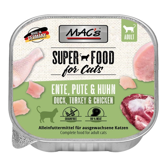 MAC´s Cat Schale Katzenfutter 16 x 85 g - Ente, Pute & Huhn