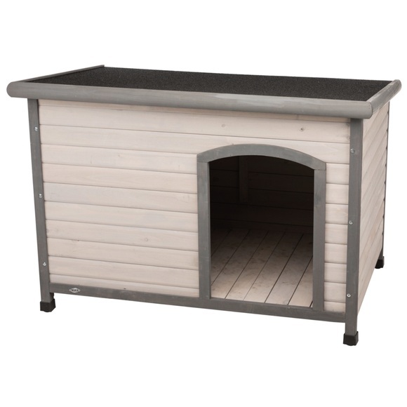 Trixie Natura Flachdach-Hundehütte Classic - Grösse L: B 116 x T 79 x H 82 cm, grau
