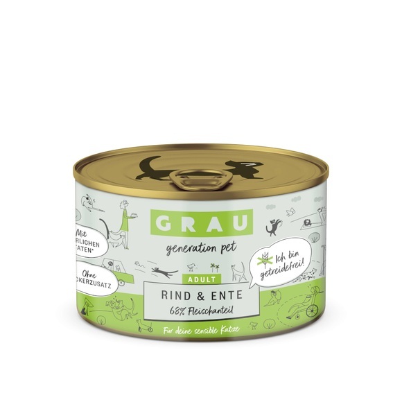 GRAU Adult Getreidefrei 6 x 200 g - Rind & Ente