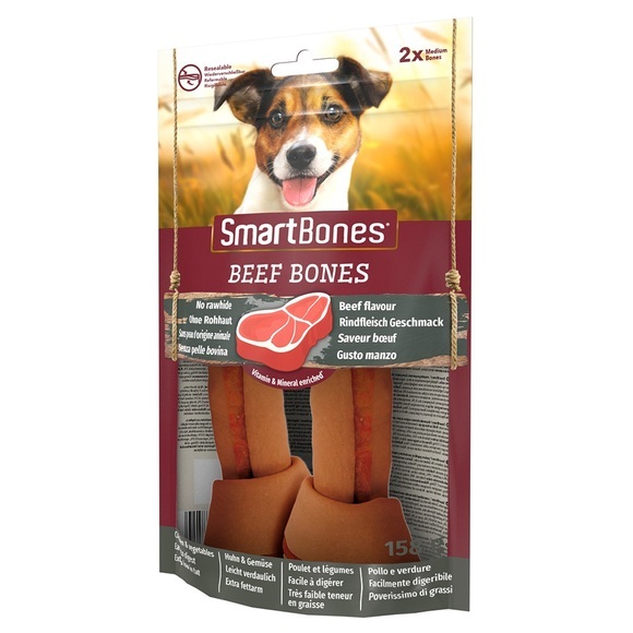 SmartBones Hundeknochen für mittelgrosse Hunde mit Rind - 2 x 2 Stück