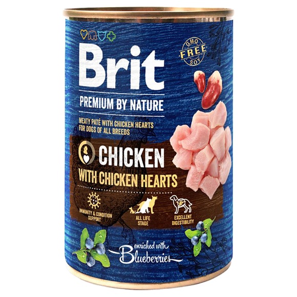 Brit Premium by Nature 6 x 400 g - Huhn mit Hühnerherzen