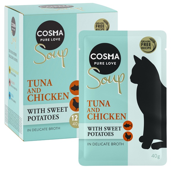 Cosma Soup 12 x 40 g Thunfisch und Hühnchen mit Süßkartoffel