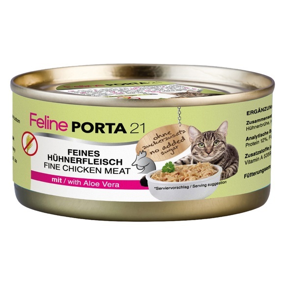 Feline Porta 21 Katzenfutter 6 x 156 g - Hühnerfleisch mit Aloe
