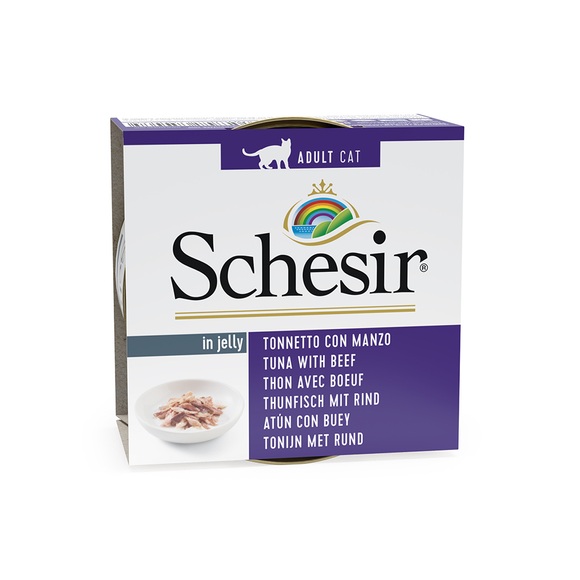 20 + 4 gratis! 24 x 85 g Schesir in Gelee - Thunfisch mit Rinderfilet