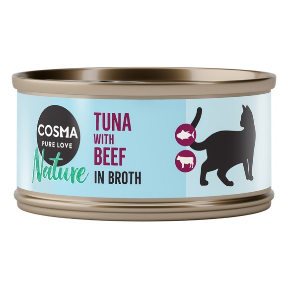 20 + 4 gratis! Cosma Nature 24 x 70 g - Thunfisch mit Rind