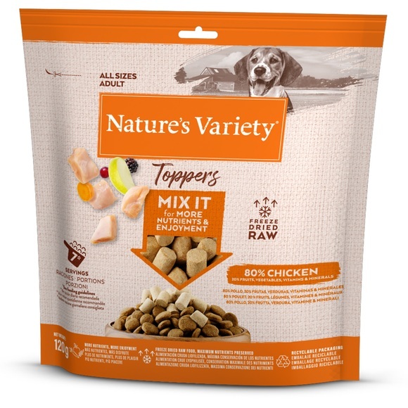 Nature's Variety Gefriergetrocknete Topper für Hunde - Huhn (120 g)