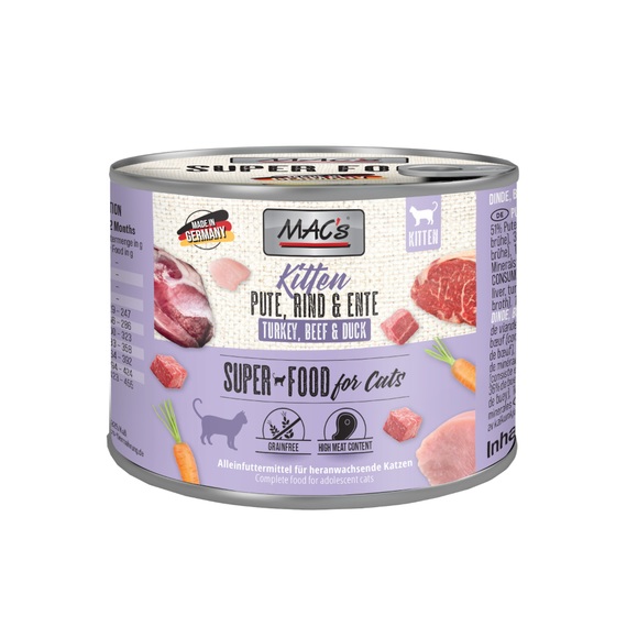 MAC´s Cat 6 x 200 g - Kitten (Pute, Rind, Ente)