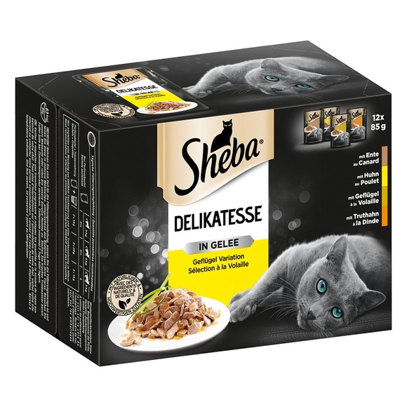 Megapack Sheba Varietäten Frischebeutel 24 x 85 g - Delikatesse in Gelee Geflügel Variation