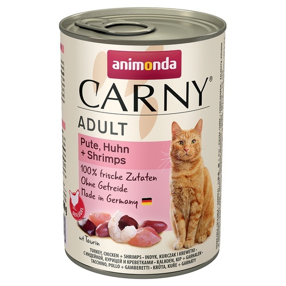 6 x 400 g Animonda Carny + 30 g Milkies Balance gratis! - Pute, Huhn & Shrimps