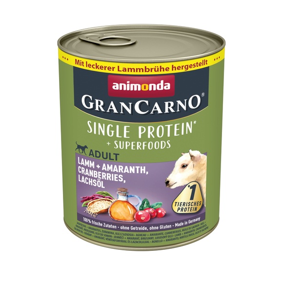 5 + 1 gratis! 6 x 800 g Animonda GranCarno Adult Superfoods - Lamm + Amaranth, Cranberries, Lachsöl