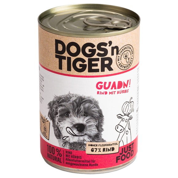 Sparpaket Dogs'n Tiger Adult 12 x 400 g - Rind & Kürbis