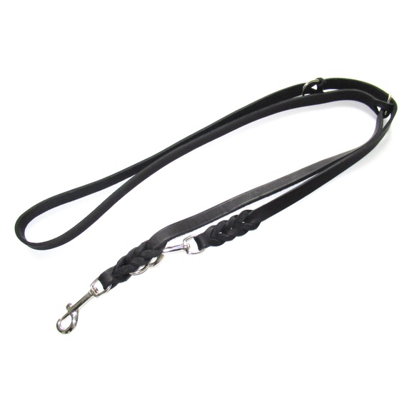 Heim Set braun: Lederleine mit Karabiner + Lederhalsband - Halsband Größe 40 + V-Leine 220 cm