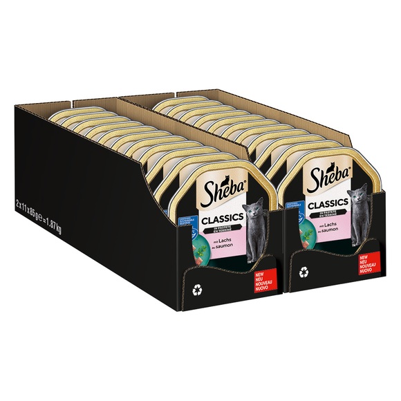 18 + 4 gratis! 22 x 85 g Megapack Sheba Schale - Classics in Pastete mit Lachs