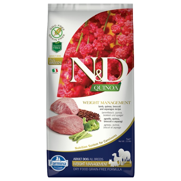 Farmina N&D Quinoa Weight Management Lamm, Quinoa, Brokkoli & Spargel Hund - 7 kg