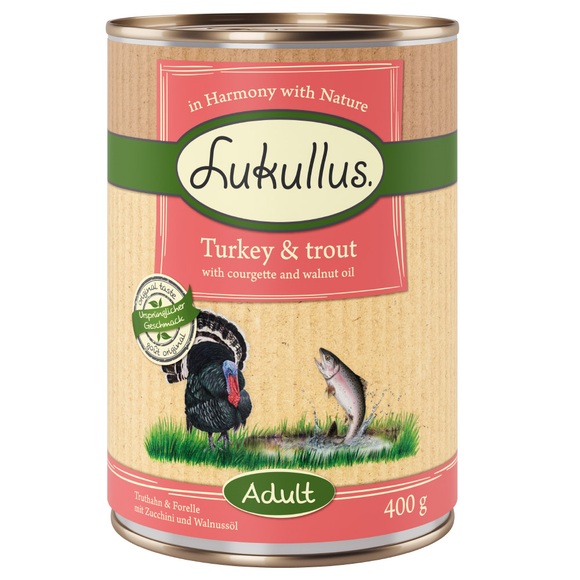 Lukullus Naturkost Adult Getreidefrei 6 x 400 g - Truthahn & Forelle