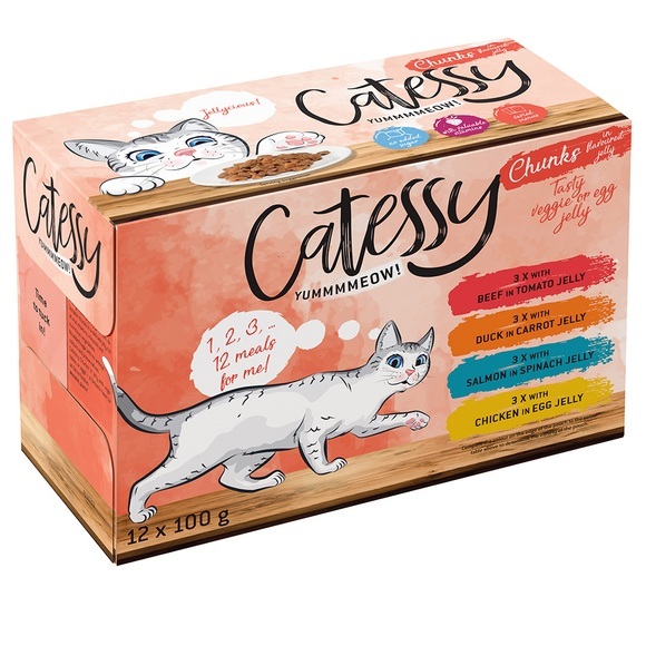 Gemischtes Paket: Catessy Häppchen 24 x 100 g - Gemüse-Allerlei in Gelee + Häppchen in Sauce