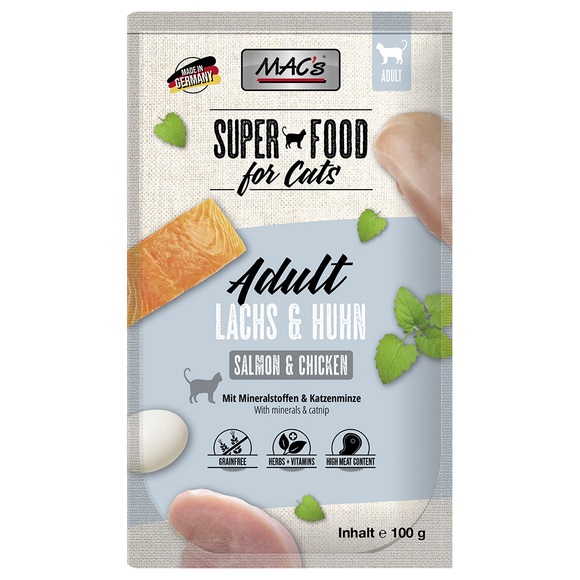 Sparpaket MAC´s Cat Pouch 24 x 100 g - Lachs & Geflügel