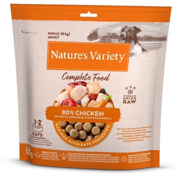 Nature's Variety Gefriergetrocknetes Alleinfutter für Hunde Mini - Huhn (2 x 120 g)