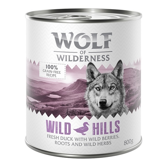 Sparpaket: Wolf of Wilderness Adult 12 x 800 g - Wild Hills - Ente