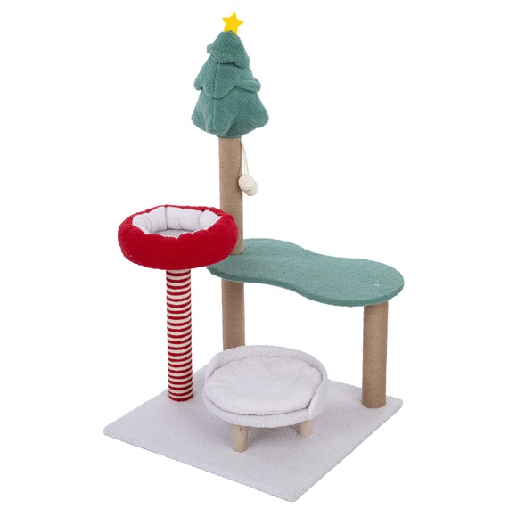 TIAKI Weihnachtlicher Kratzbaum - rot / grün