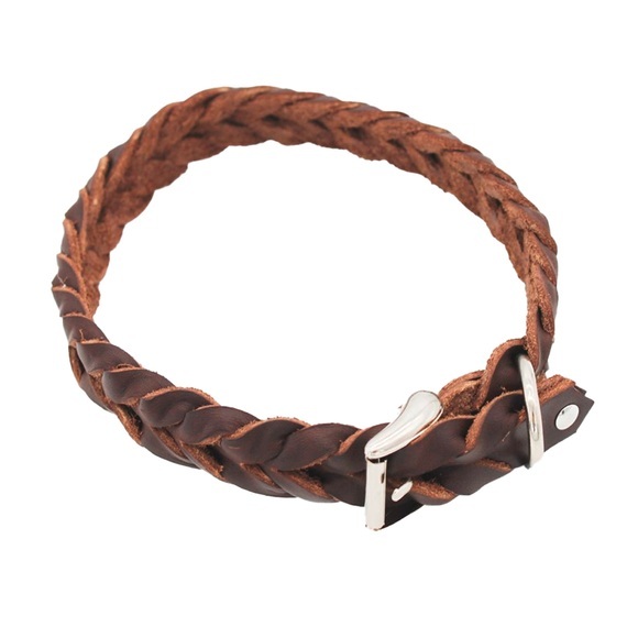 Heim Set braun: Lederleine mit Karabiner + Lederhalsband - Halsband Größe 60 + V-Leine 220 cm