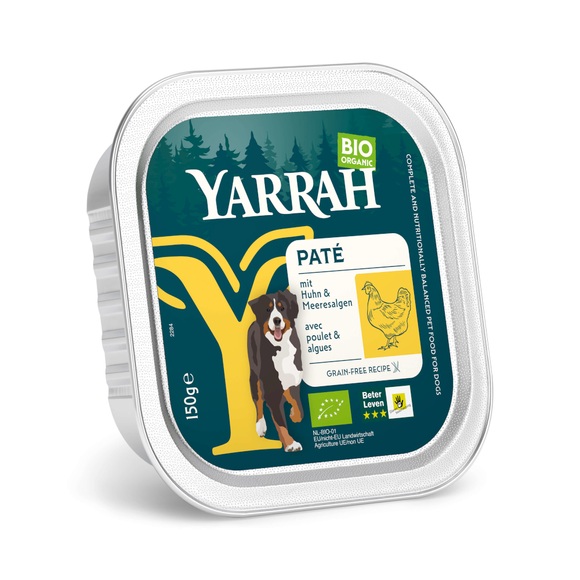 Yarrah Bio Wellness Pate 12 x 150 g - Bio Huhn mit Bio Meeresalgen
