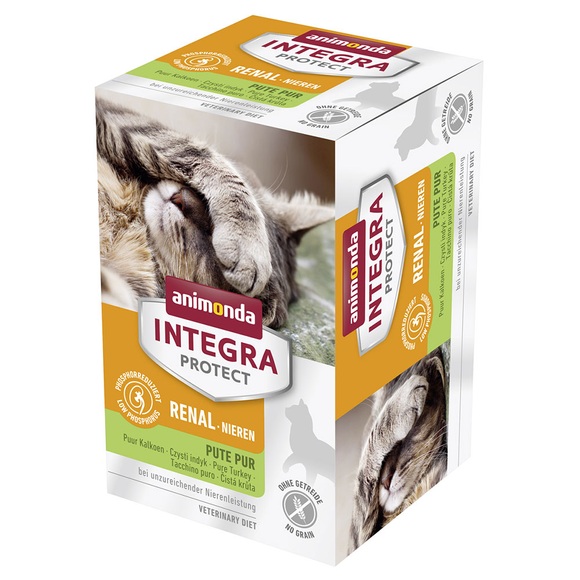 Sparpaket: 12 x 100 g Animonda Integra Protect Adult Niere Schale - Pute pur