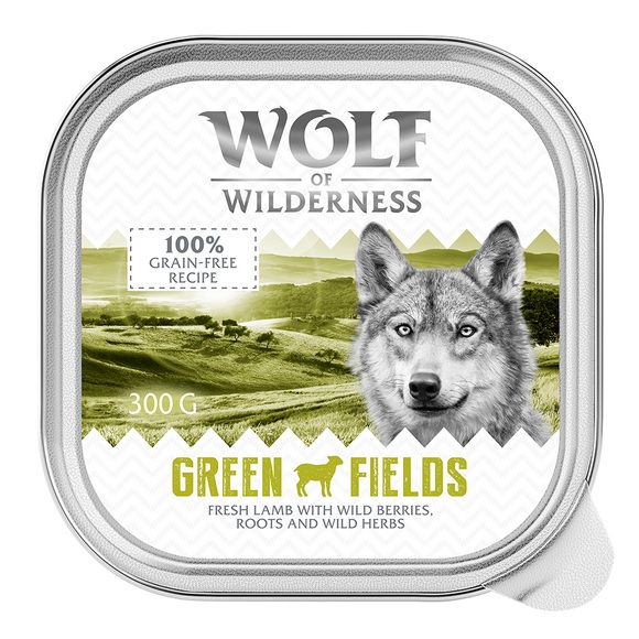 Wolf of Wilderness Adult 6 x 300 g - Schale - Green Fields - Lamm