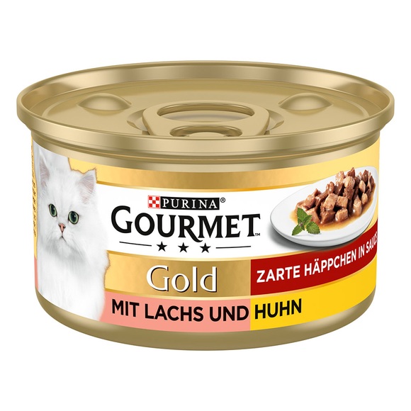 Gourmet Gold Zarte Häppchen 12 x 85 g - Lachs & Huhn