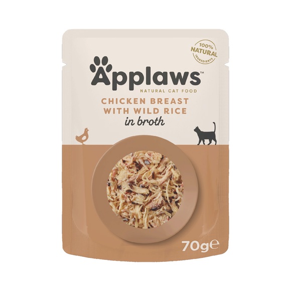 Applaws Katzenfutter Super-Sparpaket 96 x 70 g im Pouch - Huhn mit Wildreis
