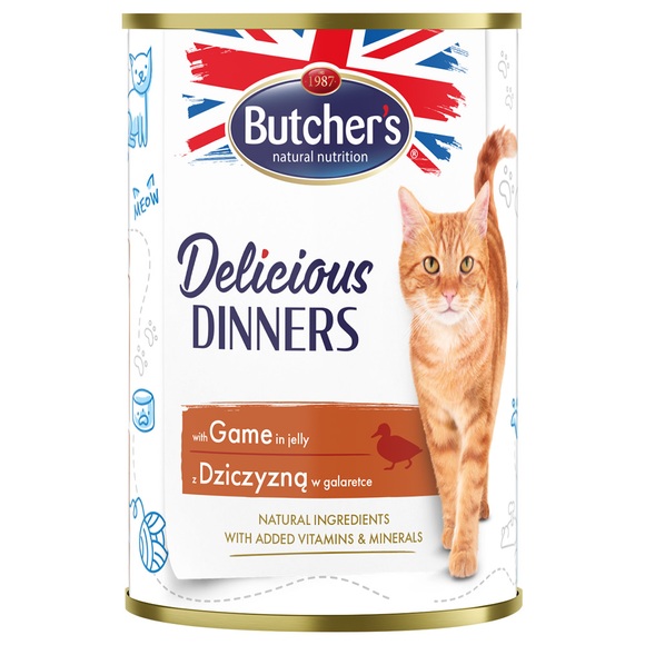 Butcher's Delicious Dinners Katze 24 x 400 g - mit Wild