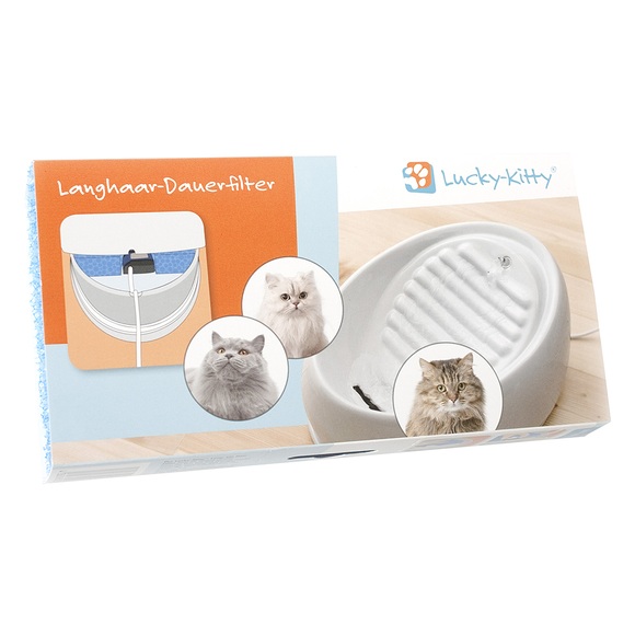 Lucky Kitty Keramik Trinkbrunnen - Langhaar-Dauerfilter