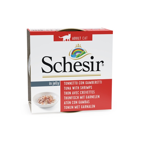 20 + 4 gratis! 24 x 85 g Schesir in Gelee - Thunfisch mit Garnelen