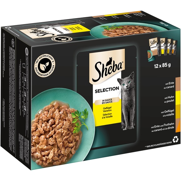 Megapack Sheba Varietäten Frischebeutel 24 x 85 g - Selection in Sauce Geflügel Variation