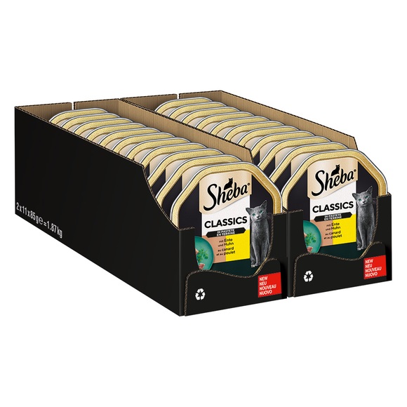 Megapack Sheba Schale 22 x 85 g - Classics in Pastete Ente und Huhn