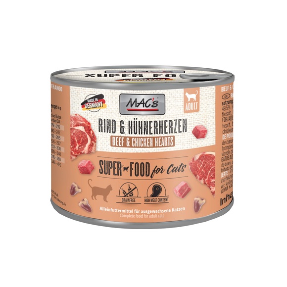 MAC´s Cat 6 x 200 g - Rind & Hühnerherzen