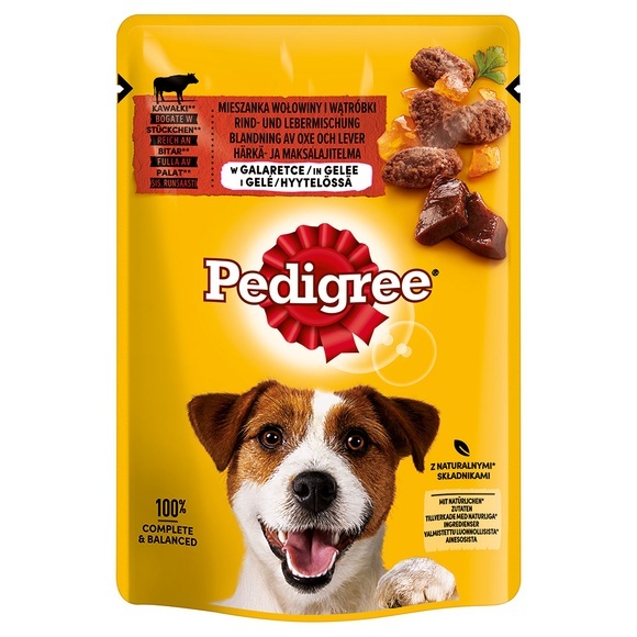 Pedigree Frischebeutel Multipack - 48 x 100 g Rind und Lebermischung in Gelee