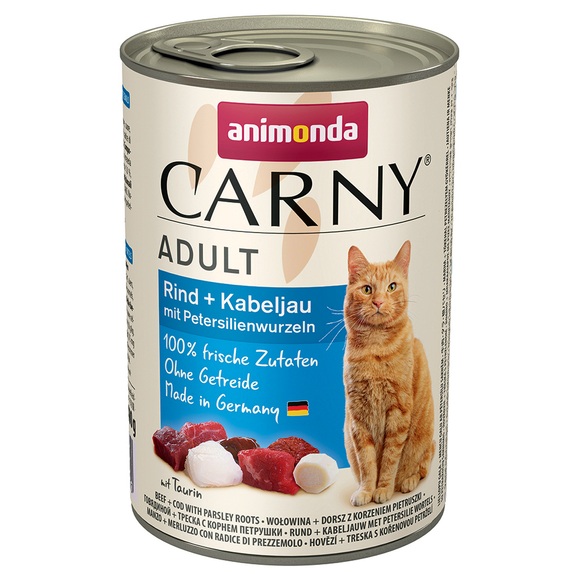 Animonda Carny Adult 6 x 400 g - Rind & Kabeljau mit Petersilienwurzel