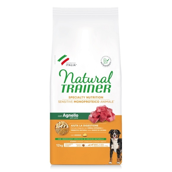 Natural Trainer Sensitive No Gluten Adult Medium/Maxi mit Lamm - 2 x 12 kg